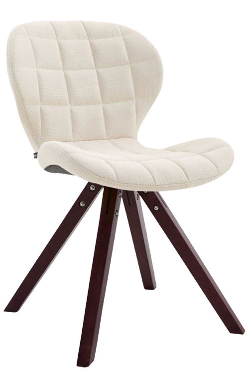 Chaise visiteur Alyssa tissu piètement en bois carré , Crème/Cappuccino
