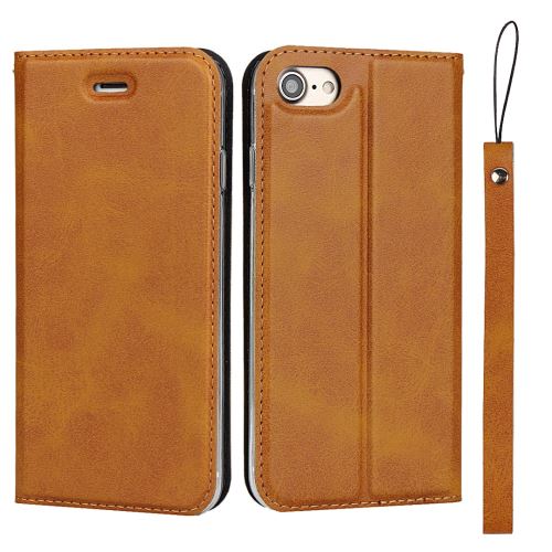 Etui en PU avec support et porte-carte marron pour votre Apple iPhone 8/7