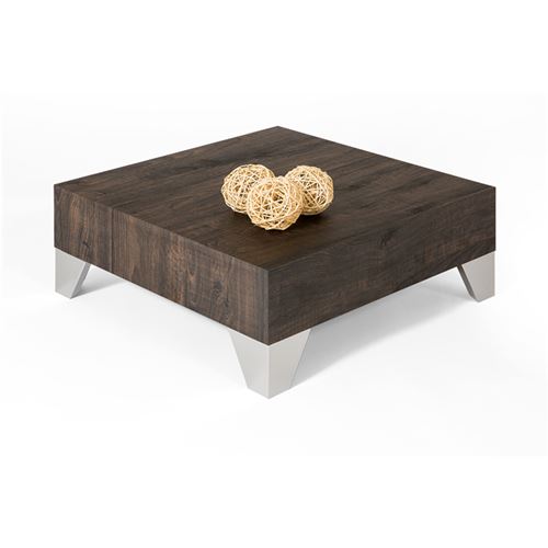 Mobilifiver Table basse, Evolution 60, Chêne brown, 60 x 60 x 24 cm, Mélaminé/Acier INOX satiné, Made in Italy