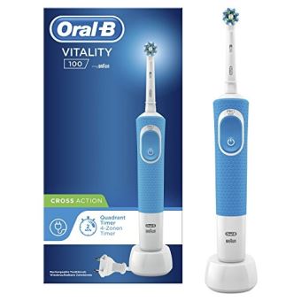 Braun oral b oral b vitality 100 bleu cross action brosse à dent électrique powered by marron,