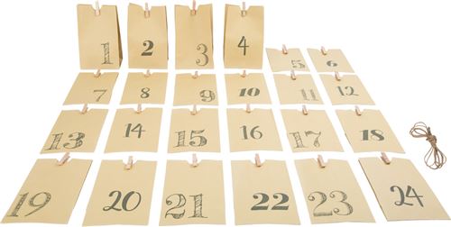 Calendrier De L'Avent Sachets En Papier, Nature