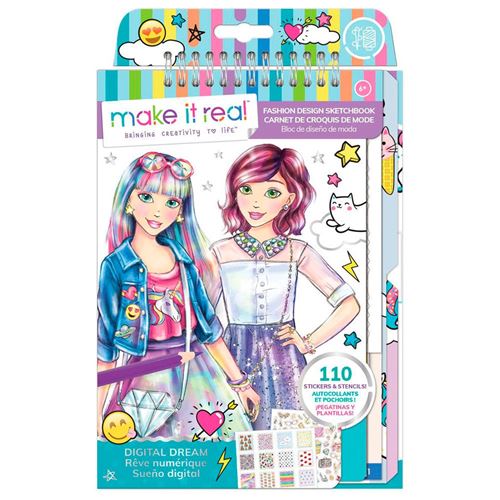 Make It Real livre de coloriage et de croquis Fashion Design - Digital Dream