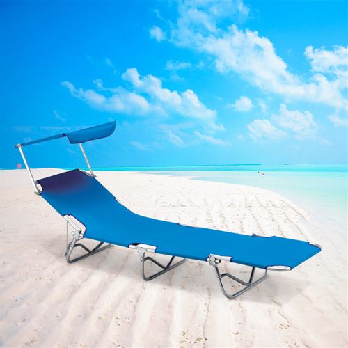 Lit de plage pliant bain de soleil transat piscine aluminium jardin  pare-soleil Verona Lux - Mobilier de Jardin - Achat & prix