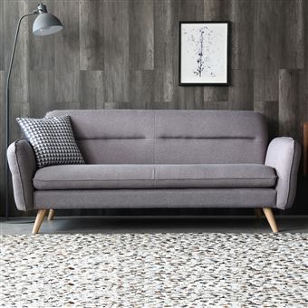 Le Carmine Gris Clair Canapé Scandinave 3 Places Gris Clair