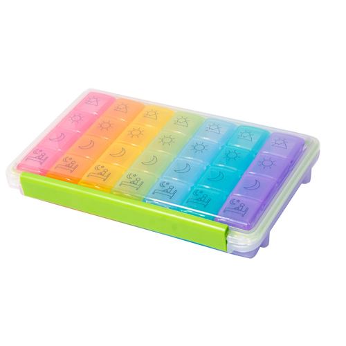 Cachette 28 Distributeur Tablet Médecine Jour Organisateur Hebdomadaire Cas de Stockage Extra Large Snpl350