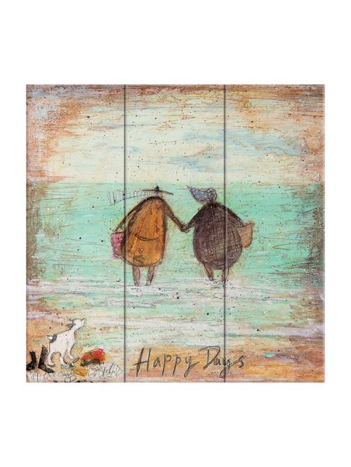 Sam Toft Art mural en bois 30 x 30 cm Happy Days