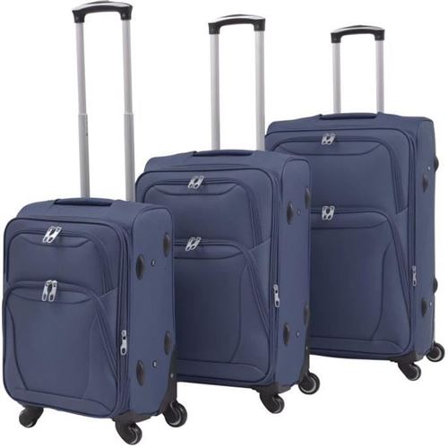 Non Communiqué Bleu Jeu De Valises Souples - Vidaxl - 3 Pcs - Marine - Imperméable - Nylon