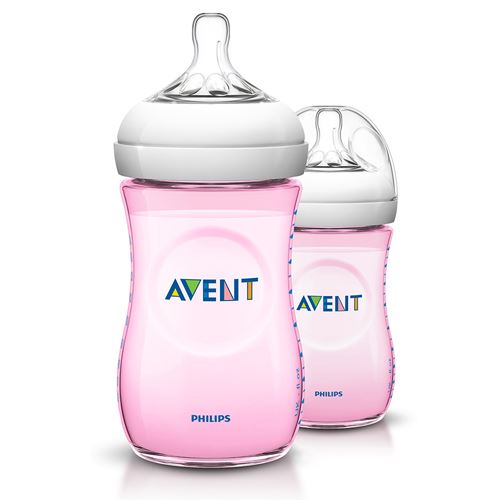 Philips Avent Lot de 2 Biberons Natural 260 ml Rose