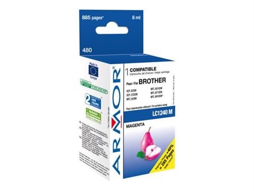 Cartouche jet dencre magenta armor (8 ml) compatible lc1240m pour imprimante jet dencre - capacité 885 pages k20335