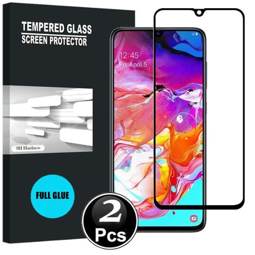 Samsung Galaxy A70 Vitre protection d'ecran en verre trempé incassable protection integrale Full 3D Tempered Glass FULL GLUE - [X2-Noir]