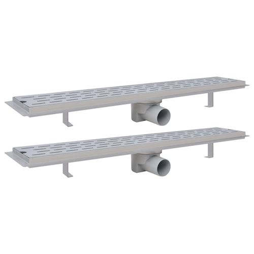 vidaXL Drain de douche linéaire 2 pcs Ligne 730x140mm Acier inoxydable