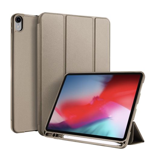 Etui en PU avec support tripliure et porte-stylo or pour votre Apple iPad Pro 11 pouces (2018)
