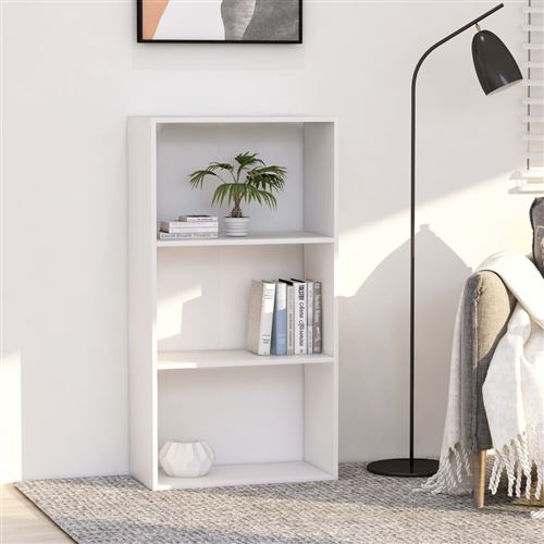 vidaXL Bibliothèque à 3 niveaux Blanc 60x30x114 cm Aggloméré
