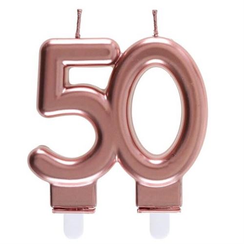 Decoration Gateau Anniversaire Avec Bougie 50 Ans Rose Gold Metallique X1 Ref 6932 Achat Prix Fnac