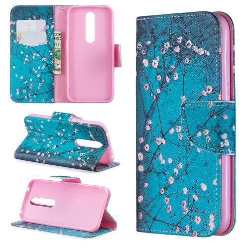 Etui en PU motif imprimé flip avec support arbre avec des fleurs pour votre Nokia 4.2
