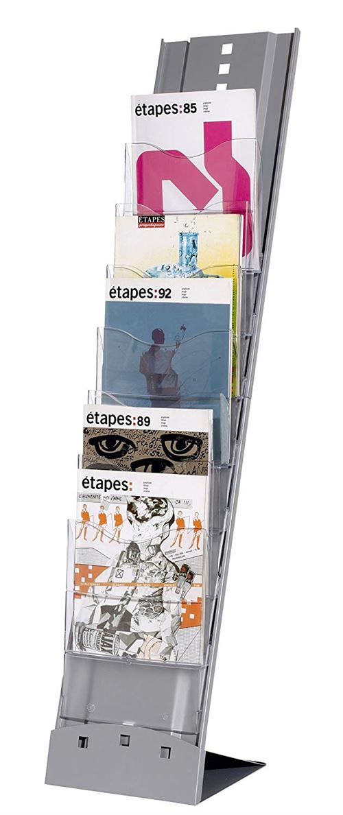 Paperflow Présentoir transportable 7 cases A4 structure métal Tablettes polystyrène Aluminium