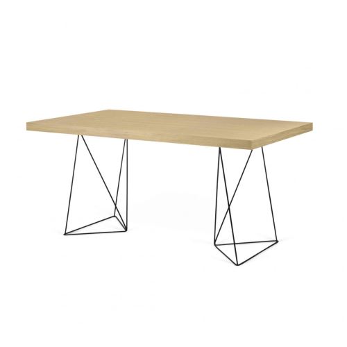 Bureau en bois imitation chêne clair à tréteaux noirs - BU0007
