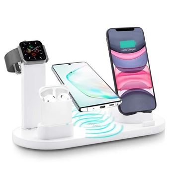 Support 3 en 1 en aluminium pour Apple Watch, Airpods et chargeur sans fil  iPhone X - Gris - Chargeur pour téléphone mobile à la Fnac