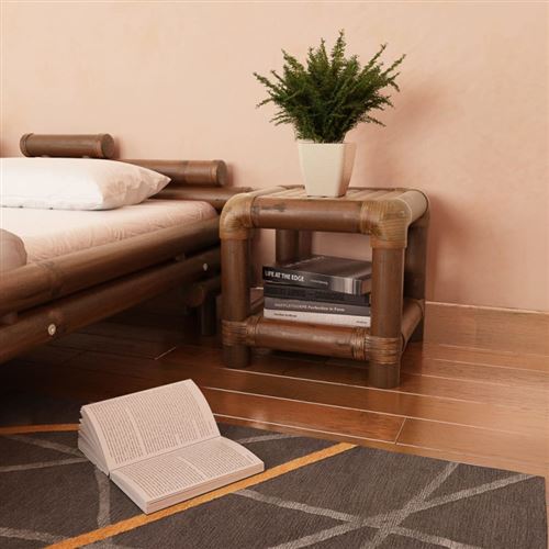 vidaXL Table de Chevet 40 x cm Bambou Marron foncé