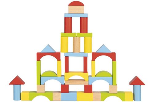 Goki blocs de construction dans un seau junior 5 cm bois 76 pièces