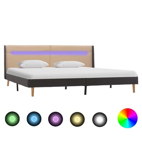 vidaXL Cadre de lit avec LED Crème Tissu 160 x 200 cm