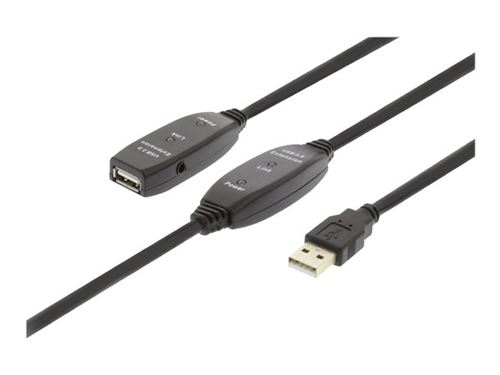 Valueline - Rallonge de câble USB - USB (M) pour USB (F) - USB 2.0 - 25 m - actif - noir