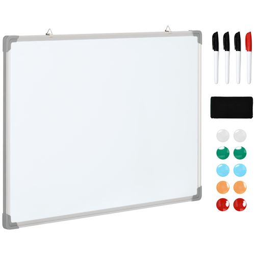 Tableau blanc aimante magnetique cadre aluminium 90x60cm