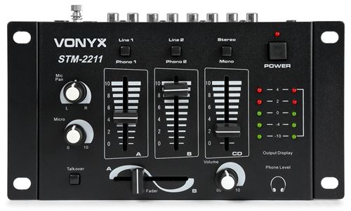 SkyTec STM-2211B - Table de mixage 4 canaux, 3 canaux mono/stéréo commutables
