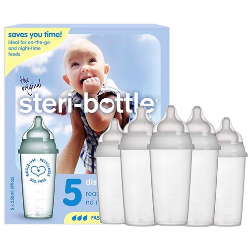 Lot de 5 STERI-BOTTLE Biberons anti-colique stériles jetables
