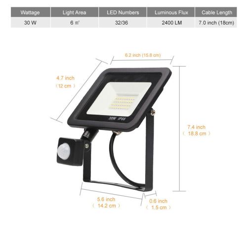 Lumière d'inondation d'induction de LED, projecteur à la maison, lampe ultra-mince très brillante pour le corridor de cour, lumière blanche froide de 30W 6500K 220V
