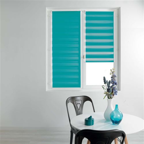 Store enrouleur jour et nuit 45 x 180 cm polyester daynight Bleu