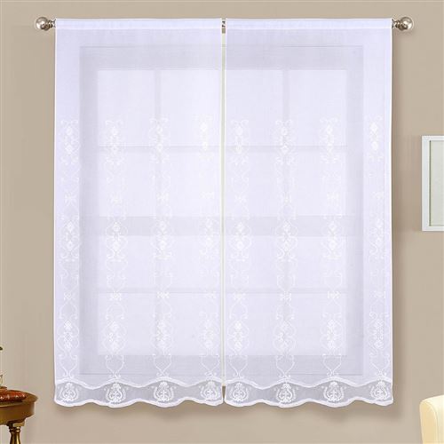 Paire de vitrages brillants - blanc - 2x60x120cm