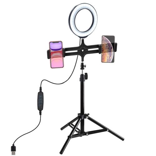 Anneau lumineux 16 cm avec support de téléphone portable pour trépied,
