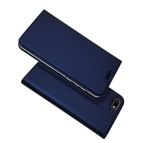 Etui en PU porte-cartes auto-absorbé bleu foncé pour votre Huawei Y5 (2018)/Y5 Prime (2018)/Honor 7s/Play 7