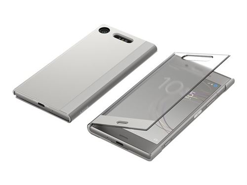 Sony Style Cover Touch SCTG50 - Protection à rabat pour téléphone portable - polyuréthane, polycarbonate - argenté - pour Sony XPERIA XZ1