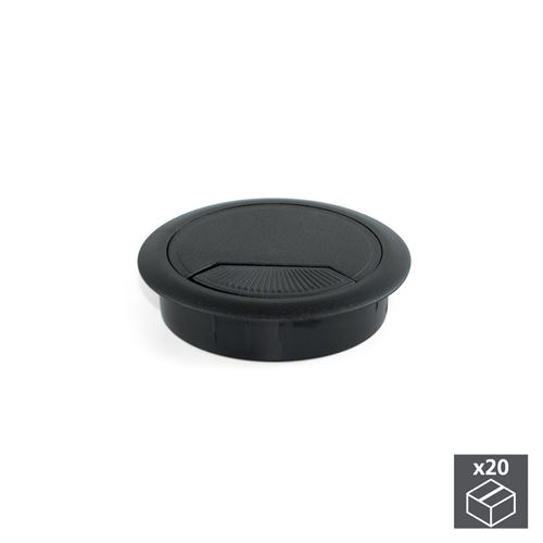 Lot de 20 passe-câbles D. 60 mm EMUCA pour encastrer en plastique noir - 3196317