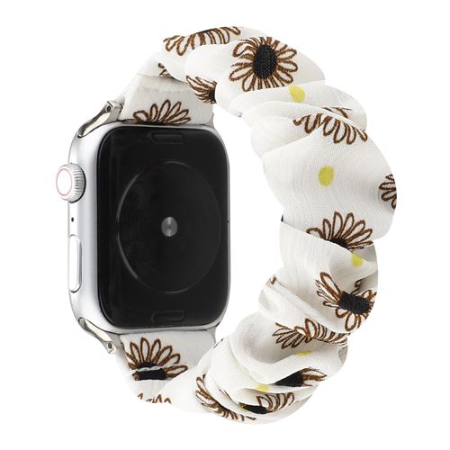 Bracelet de montre en tissu élastique pour Apple Watch Series 6/ SE/ 5/ 4 40mm - Blanc&Noir