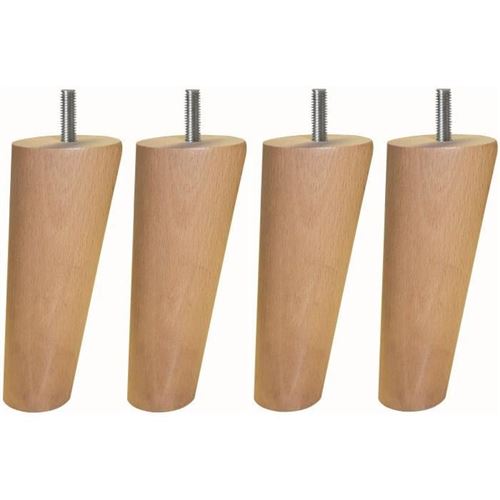 Jeu De Pieds Fuseau Ronds Incline En Bois O 5,4 Cm - H 13,5 Cm - Lot De 4