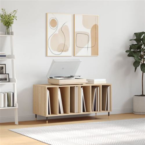 Armoire à disques chêne sonoma 100x38x48 cm bois d ingénierie