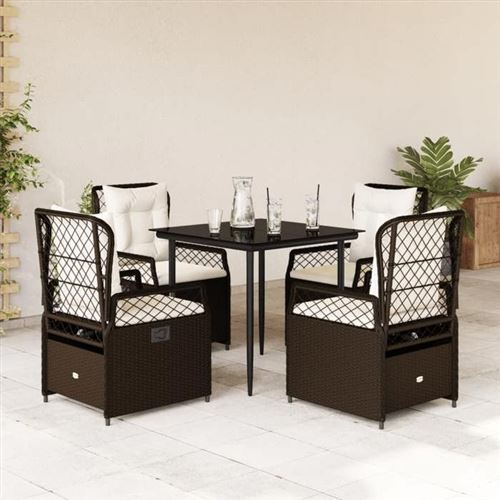 VIDAXL - Ensemble de repas de jardin - 5 pièces - Marron - Image 2