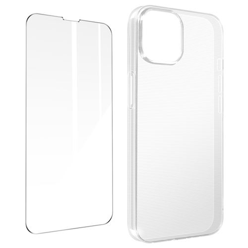 Coque pour iPhone 14 Silicone Souple et Film Verre Trempé 9H Avizar transparent