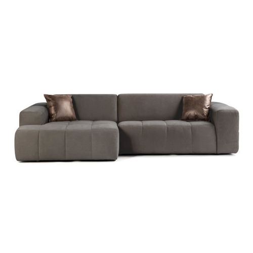 Canape dangle gauche 5 places - Tissu marron - L 286 x P 129 x H 76 cm - FRANKLIN