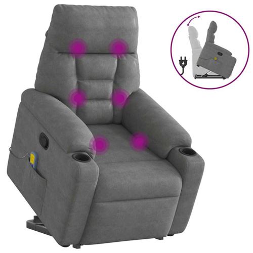 Non Communiqué Gris Foncé Fauteuil Inclinable De Massage Tissu Microfibre