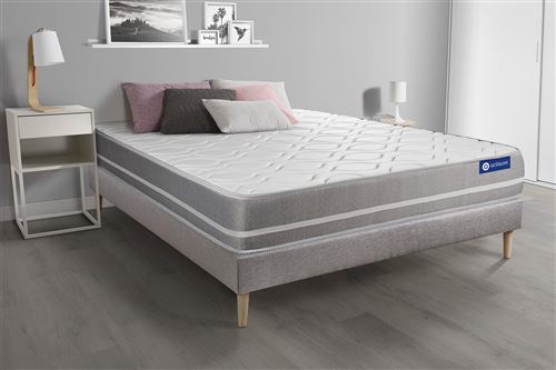 Actisom Gris Ensemble Matelas Mémoire De Forme Actimemo Touch 140X200 3Zones De Confort + Sommier Kit - Image 2