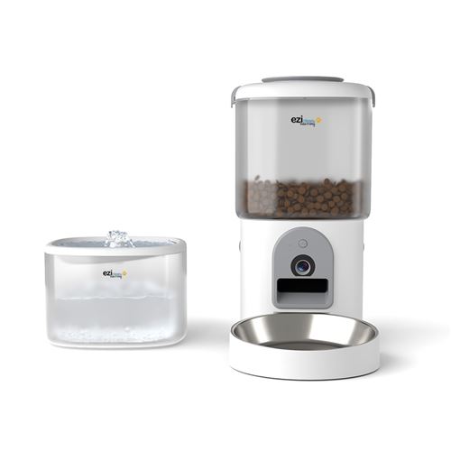 Distributeur de croquettes et fontaine pour chat et petit chien Eziclean® Nutribot Cam+ Max (2L/4L)