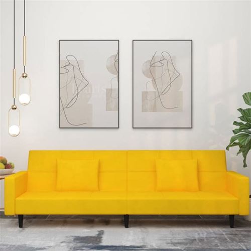 Non Communiqué Jaune Vidaxl Canapé-Lit À 2 Places Avec Deux Oreillers Velours