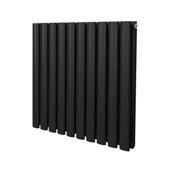 Radiateur à Colonne Ovale Chauffage Horizontal Noir 600mm x 600mm - 1