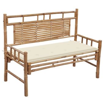 Banc de jardin avec coussin 120 cm Bambou - 1