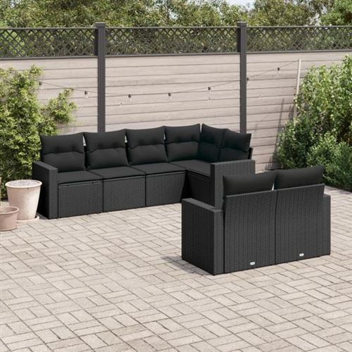Non Communiqué Noir Salon De Jardin Modulable Vidaxl Resine Tressee 7 Pieces 62 X 62 X 69 Cm 7 Personnes