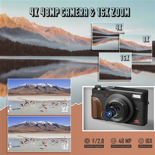 NBD Appareil Photo numérique 4K,Appareil Photo Compact 48 MP